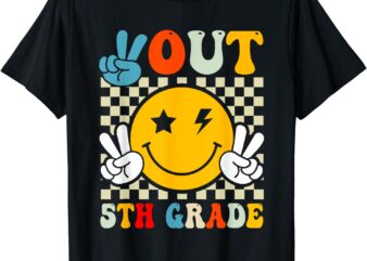 Groovy Peace Out 5th Grade Graduation Last Day Of School T-Shirt