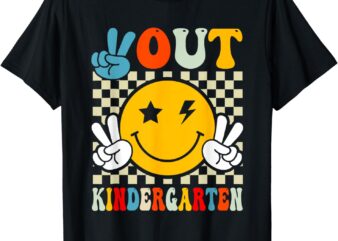 Groovy Peace Out Kindergarten Graduation Last Day Of School T-Shirt