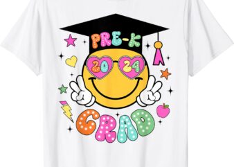 Groovy Pre-K Graduate Happy Face Graduation 2024 Grad T-Shirt