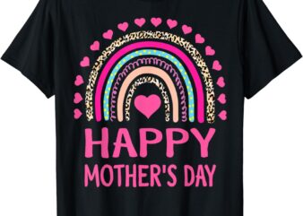 Happy Mother’s Day 2024 Tshirt for Women Mom Grandma Rainbow T-Shirt