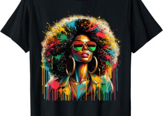 Juneteenth Black Womens Queen Afro African Melanin Dripping T-Shirt