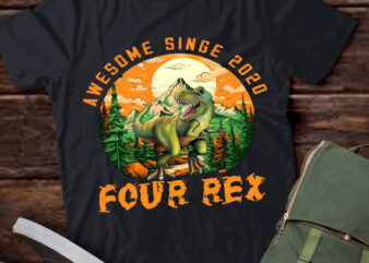 Kids Four Rex 4rd Birthday Shirt Third Dinosaur 4 Year Old T-Shirt ltsp