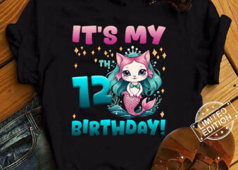 Kids It_s My 12th Mercat Birthday Theme for (12) Twelve Year Old T-Shirt ltsp