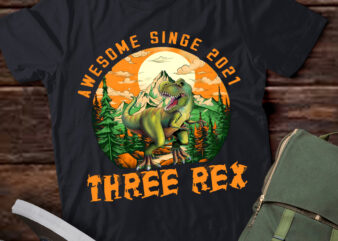 Kids Three Rex 3rd Birthday Shirt Third Dinosaur 3 Year Old T-Shirt ltsp