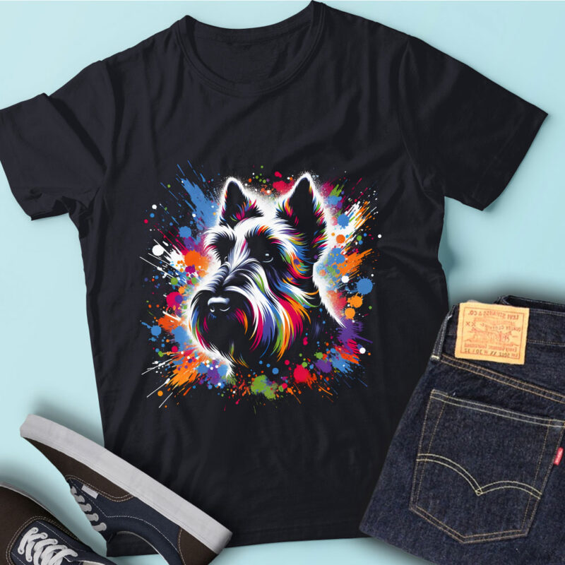 LT07 Colorful Artistic Scottish Terriers Funny Dog Lover