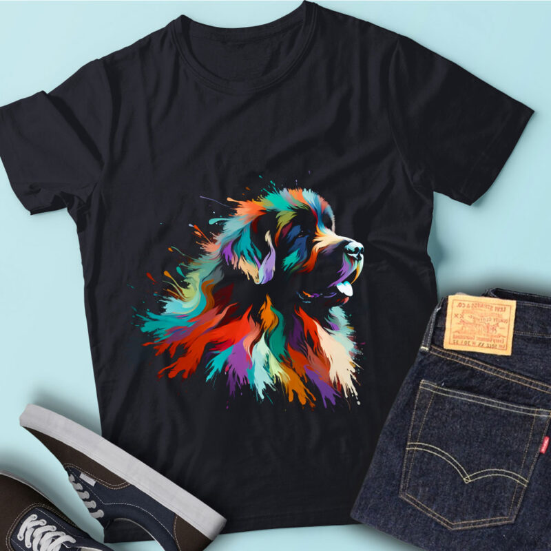 LT18 Cute Colorful Artistic Newfoundlands Funny Puppy
