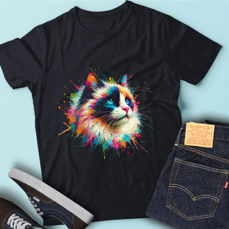 LT34 Colorful Artistic Ragdoll Cat Cute Cat Portrait