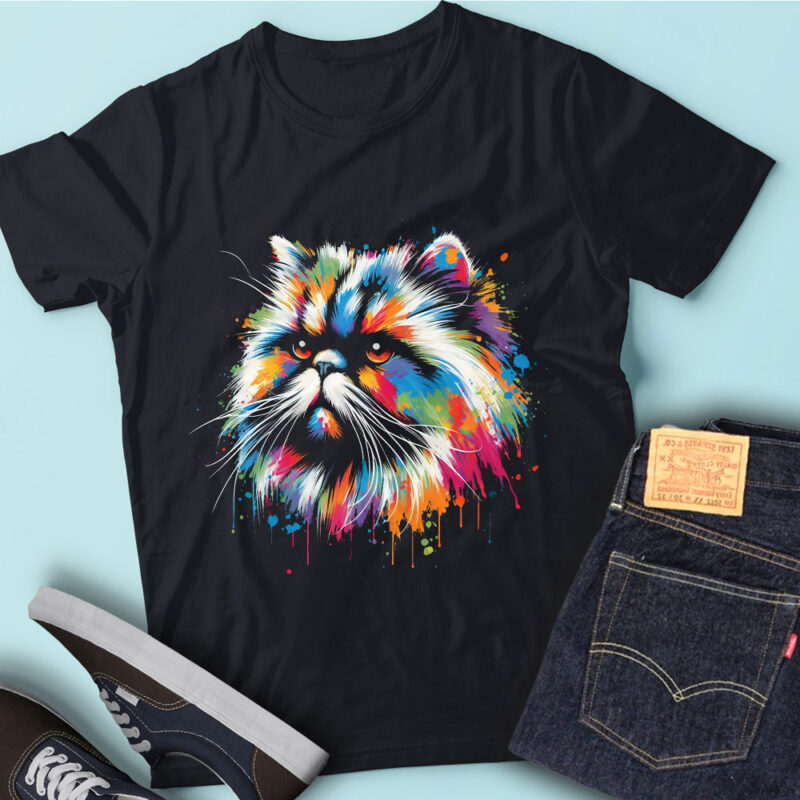 LT35 Colorful Artistic Persian Cat Funny Cat Owner