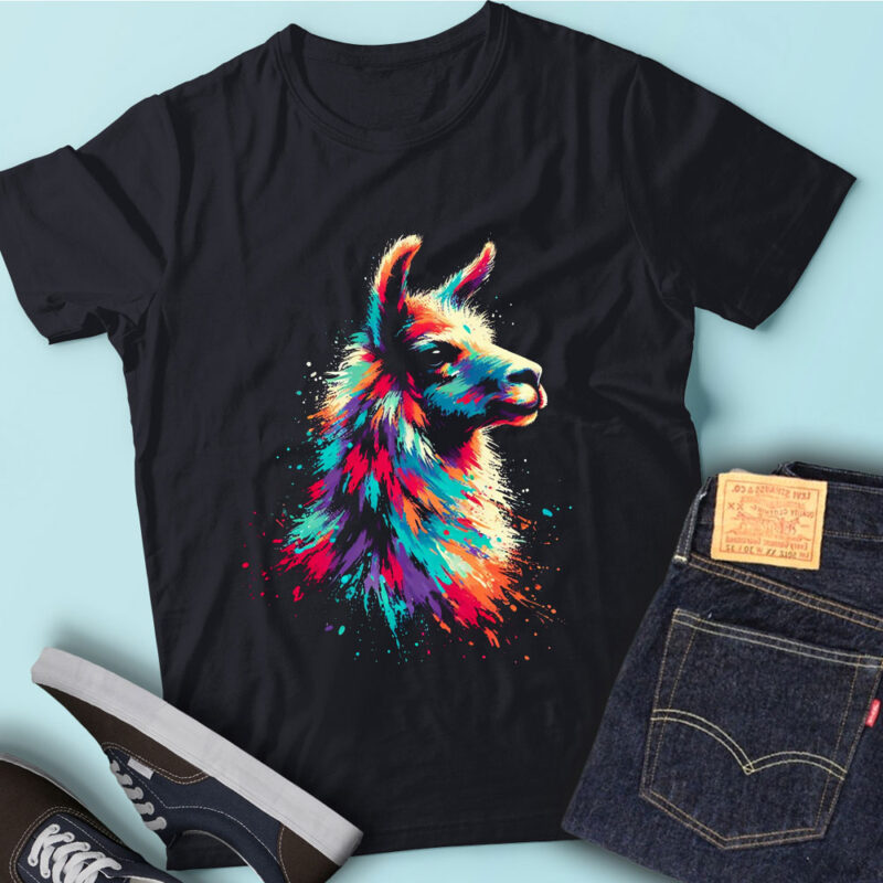 LT64 Colorful Artistic Llama Art Painted Alpaca Cute Animal