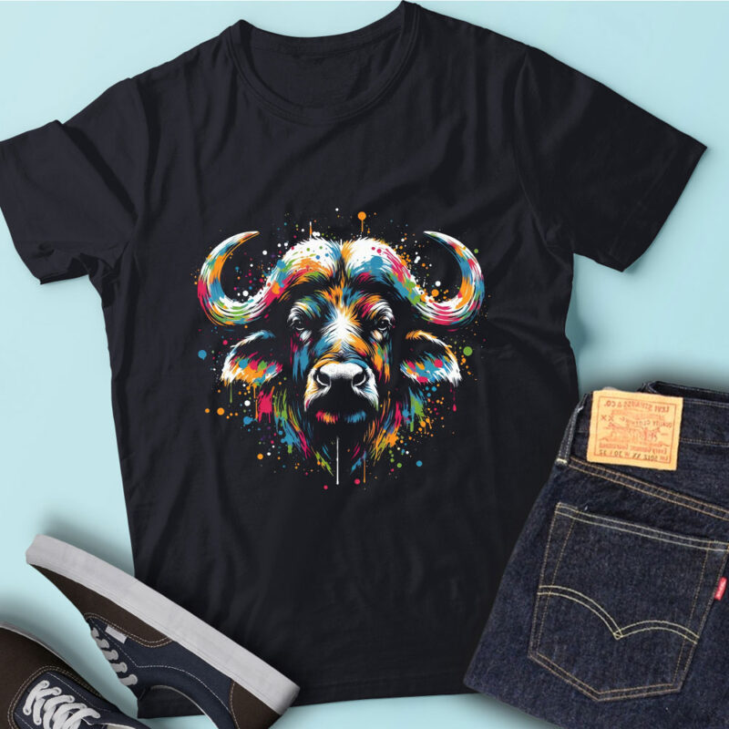 LT68 Colorful Artistic Buffalo Bright Bison Vibrant Animal