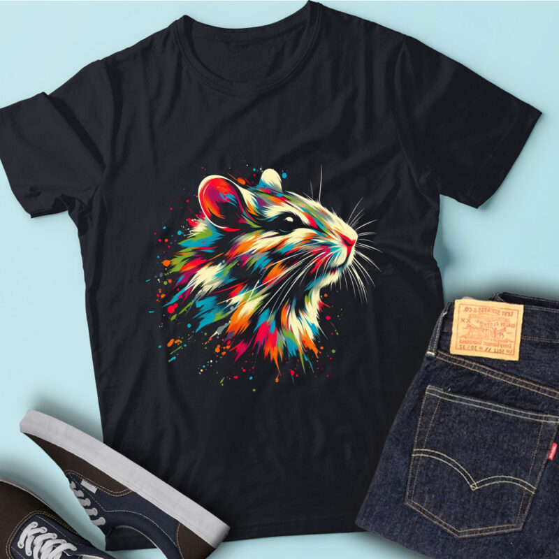 LT86 Colorful Artistic Gerbil Funny Animal Portrait Lover