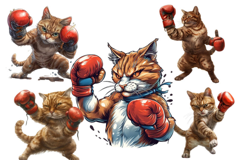 Boxing Cat Clipart
