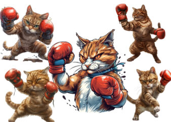 Boxing Cat Clipart t shirt template