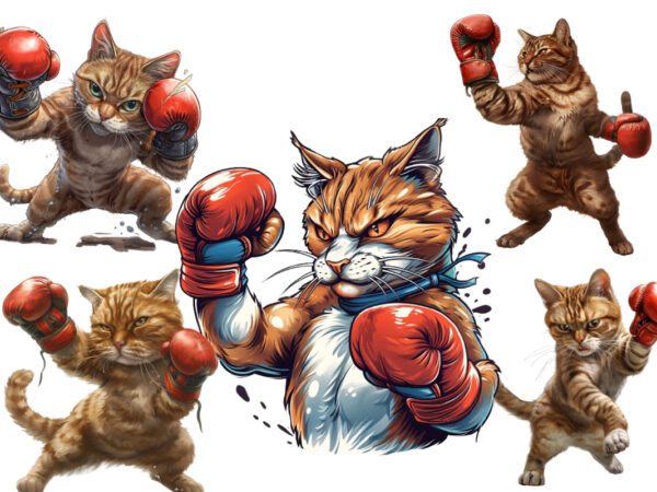 Boxing cat clipart t shirt template