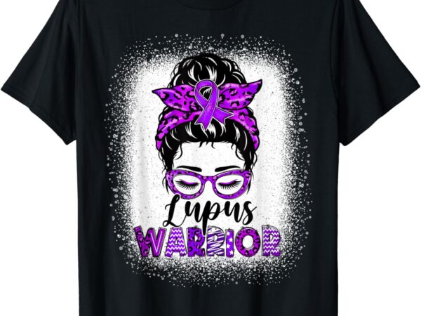 Lupus warrior womens messy bun lupus awareness purple ribbon t-shirt