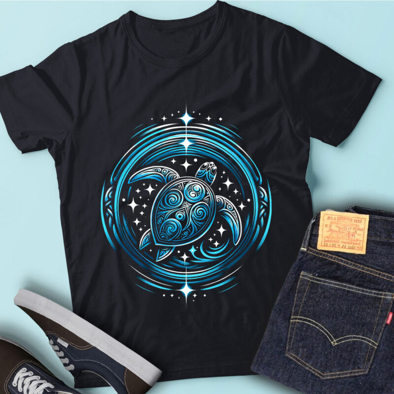 M177 Ocean Blue Tribal Hawaiian Sea Turtle