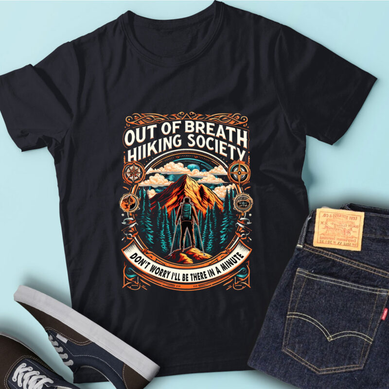 M226 Out Of Breath Hiking Society Funny Hiking Mountain