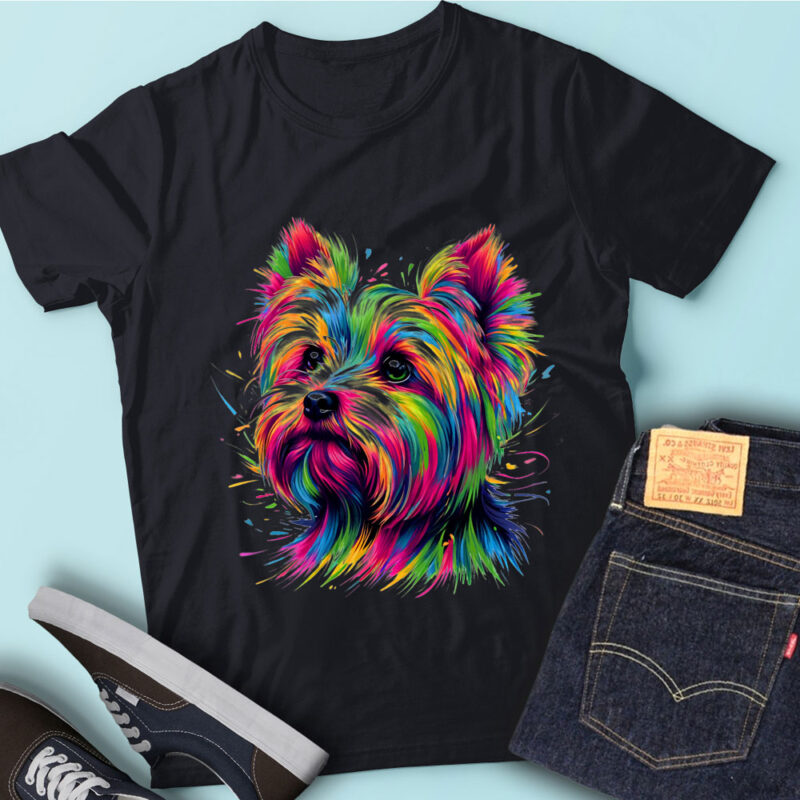 M242 Funny Colorful Artistic Yorkshire Terrier Yorkie Dog