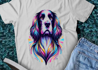M255 Colorful Artistic English Springer Spaniels Cute Dog