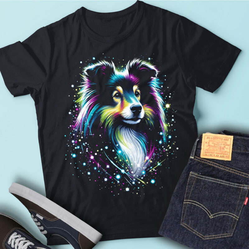 M256 Colorful Artistic Shetland Sheepdogs Cute Puppy
