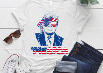 _MERICA TRUMP Happy 4th Of July Trump American Flag Fun Tank Top ltsp
