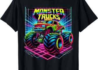 Monster Truck Birthday Party Retro Monster Trucks T-Shirt