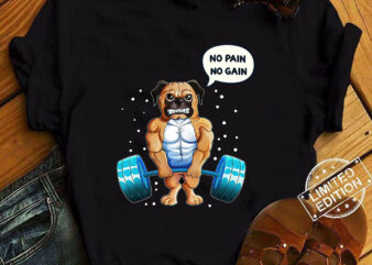 No Pain No Gain Funny Pug Dog, Gym Workout & Fitness Training Tank Top ltsp