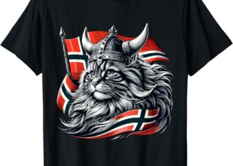 Norwegian Cat Viking Norway Flag T-Shirt
