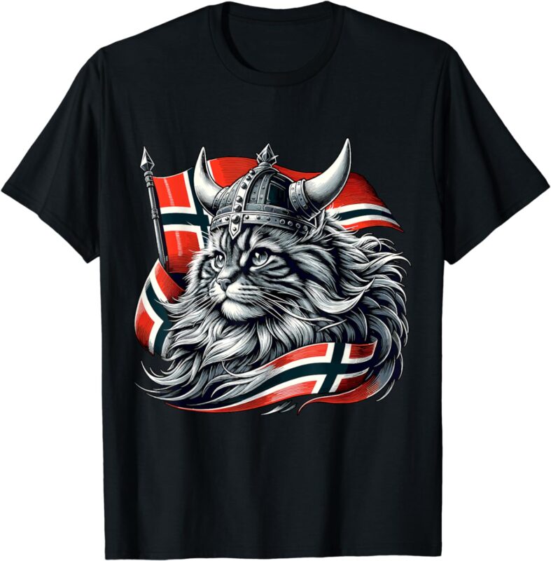 Norwegian Cat Viking Norway Flag T-Shirt - Buy t-shirt designs