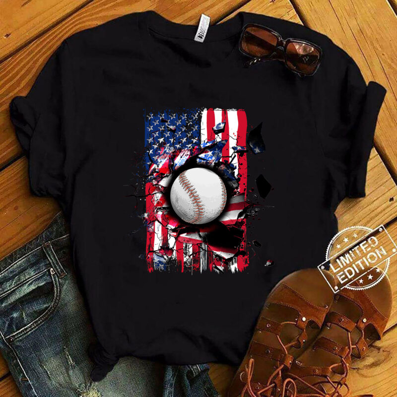 Patriotic Baseball 4th Of July Men USA American Flag Boys T-Shirt ltsp
