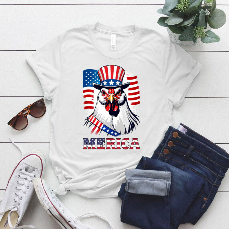Patriotic Chicken Merica USA Flag Chicken Lover 4th of July T-Shirt ltsp
