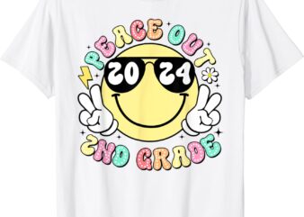 Peace Out 2nd Grade Retro Smile Last Day Of School 2024 T-Shirt