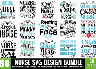 Nurse SVG Design BUndle, Nurse Sublimation Bundle, Nurse T-shirt Design Bundle