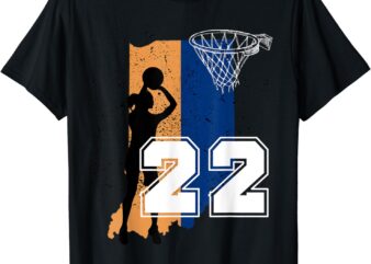 Retro No 22 Woman Basketball Grunge Jersey Tee T-Shirt