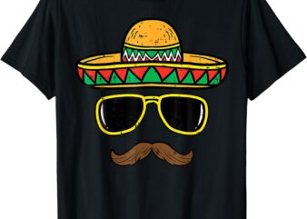 Sombrero Face Cinco De Mayo Mexican Fiesta Party Kids Boys T-Shirt