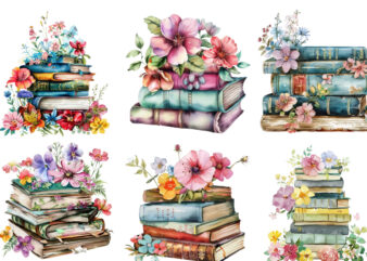 Spring Flower Book Stack t shirt template vector