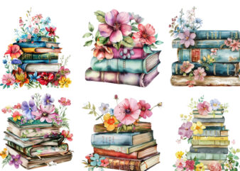 Spring Flower Book Stack