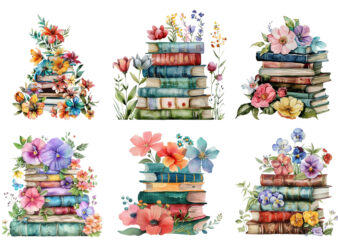 Spring Flower Book Stack