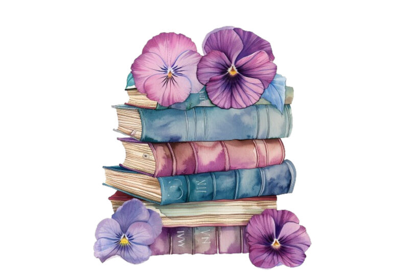 Spring Flower Book Stack