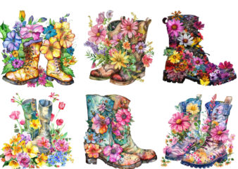 Spring Flowers in Boots clipart