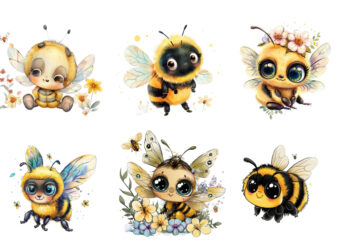 cartoon little Cute Bee Clipart t shirt vector file