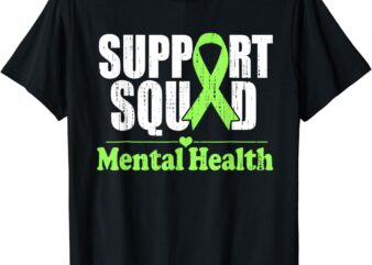Support Squad Mental Health Awareness Lime Green Ribbon T-Shirt