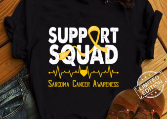 Support Squad Sarcoma Cancer Awareness Yellow Ribbon Men Women T-Shirt ltsp