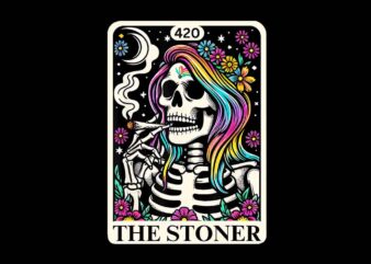The Stoner Weed Lover Skeleton 420 Cannabis Tarot Card PNG t shirt designs for sale