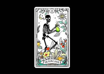 Skeleton Tarot Card The Plant Lover PNG