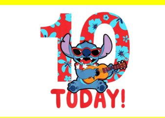 Disney Lilo & Stitch Tropical Birthday 10 Years Old Today PNG