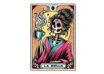 La Bruja Tarot Card PNG, Mexican Skeleton PNG