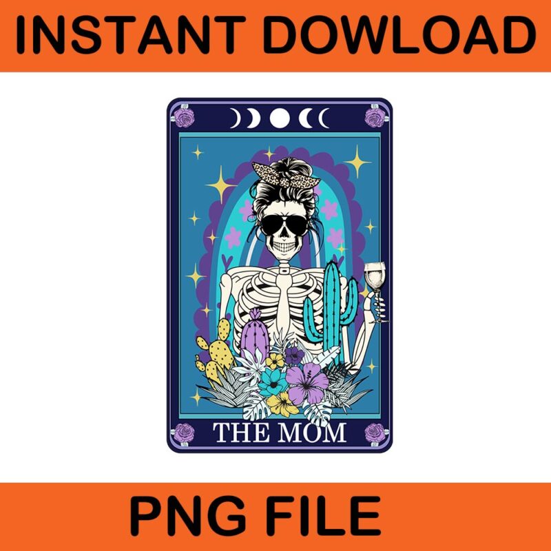 The Mom Skeleton Messy Bun PNG