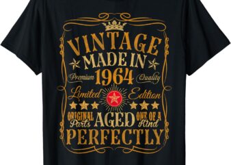 Vintage 60th Birthday Decorations Vintage 1964 60 Birthday T-Shirt