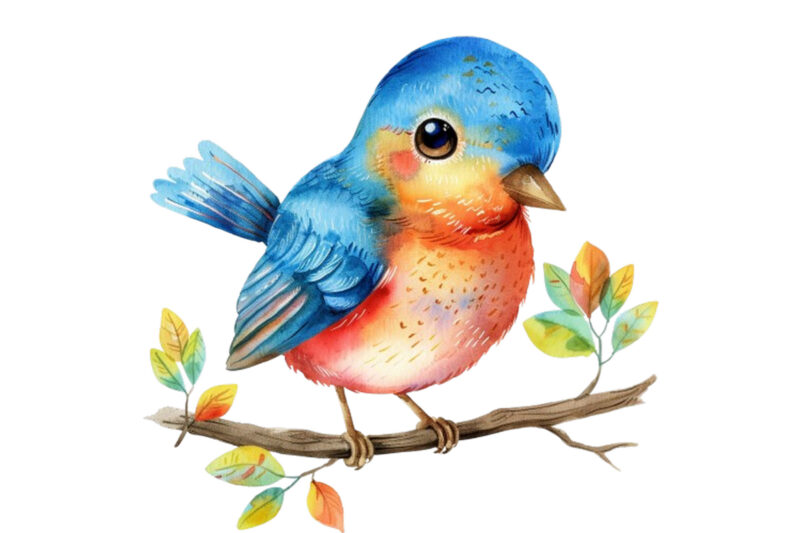 Watercolor Cute cartoon Bird clipart